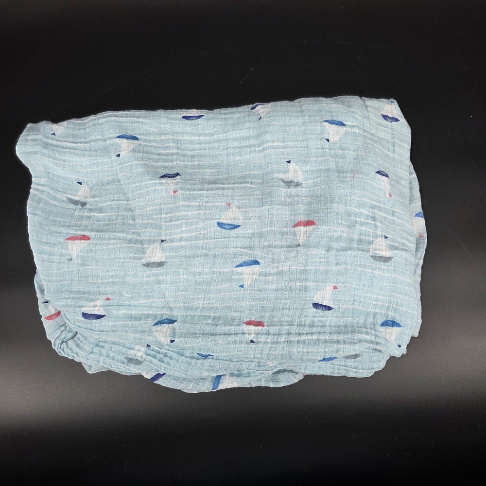 Aden by Aden + Anais Light Blue Sailboat Boat Ship Muslin Crib Sheet